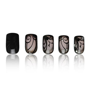 24 Uds prensa corta C-Curve en las <span class=keywords><strong>uñas</strong></span> Europa y América estilo viento oscuro <span class=keywords><strong>uñas</strong></span> postizas reutilizables <span class=keywords><strong>uñas</strong></span> postizas - Product Image 5