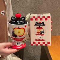 Taza de Cerámica Ecológica con Diseño de Dibujos Animados, Apta para Lavavajillas, con Tapa para Bebidas Frías y Calientes, Ideal como Regalo o Recuerdo para Fiestas de Cumpleaños
