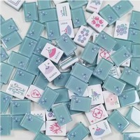 Tuiles de Mahjong Américaines Classiques en Acrylique Transparent Cyan Clair Personnalisées, Motif Papillon, Design Ventilateur au Dos, Direction du Vent