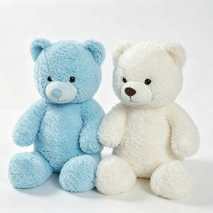 Customized Soft Fluffy Matching Sitting <b>Stuffed</b> Bear Duo, Twin Teddy Bears, Gender Neutral Nursery Decor - Product Image 3