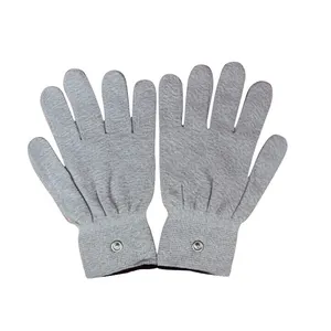 Chinese supplier silver fiber tens conductive electric massage gloves for facial massager