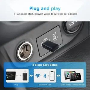 Wireless CarPlay Dongler 5.8Ghz WiFi USB Plug And Play Convert OEM Wired To Wireless CarPlay And Android Auto 2 In 1Adapter