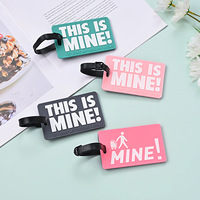Étiquette de bagage antivol en PVC souple Lattis, motif lettres, couleur personnalisable, style simplicité urbaine pour avion