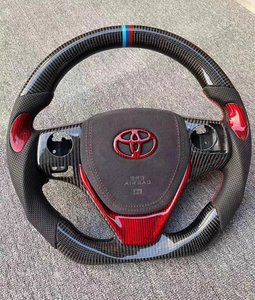 カスタムスポーツスタイルリアルカーボンファイバーレザーステアリングホイールトヨタカローラRav4カムリ2018-2021レーシングデザイン - Product Image 1