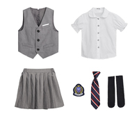 Costumes de chœur pour enfants, uniforme scolaire avec logo personnalisé et cravate, uniforme scolaire quatre pièces avec gilet gris