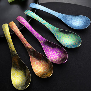 Cuchara de titanio puro, versión coloreada, pulida a espejo, vajilla duradera para exteriores - Product Image 3
