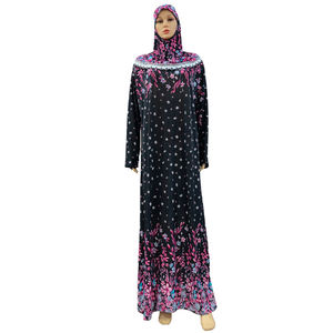 Traje de oración musulmana para mujer, ropa de tamaño suelto islámico, Floral, larga, vestido de bonbú de Arabia Saudita, Hijab de adoración femenina, Burqa, 1 pieza - Product Image 4