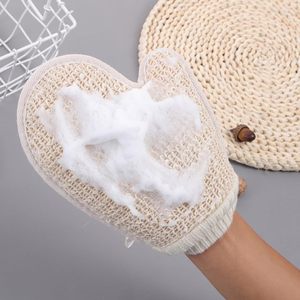 Gants de bain en coton de chanvre biodégradable avec logo personnalisé, exfoliant de douche en jute et coton, éponges et brosses de bain en loofah - Product Image 5