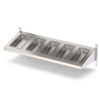 Étagère murale de buffet en acier inoxydable pour cuisine professionnelle, 5 compartiments, rail de présentation alimentaire adapté aux bacs GN 1/3, 1/4, 1/6