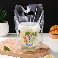 Sacs en plastique transparents pour emporter café, soupe, bubble tea, avec poignée, pour livraison, porte-bubble tea