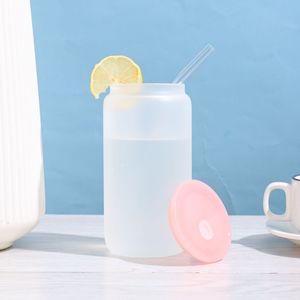 Lata Esmerilada de Borosilicato de 16 oz Lista para Enviar, para Cerveza, Café Helado, Sublimación, Tapa en Blanco con Cepillo, Regalos Personalizados - Product Image 6