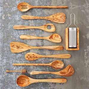 Cuillère de cuisine en bois d'olivier et bambou, design moderne, bonne qualité, sans danger pour les aliments, écologique, durable, légère - Product Image 2