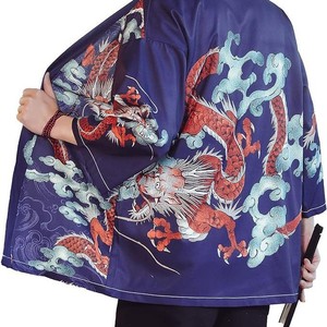 Kimono noir pour femmes et hommes, cardigan japonais Obi, <span class=keywords><strong>Yukata</strong></span> pour hommes, Haori, manteau à imprimé vagues japonaises, vêtements traditionnels japonais - Product Image 2