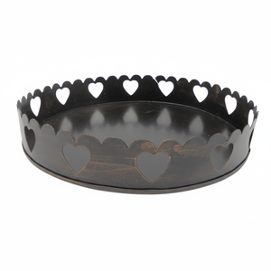 Bandeja redonda de hierro de diseño moderno para servir, bandeja de hierro de Color negro para el hogar, restaurante y decoración de boda hecha a mano - Product Image 1