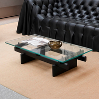Table basse moderne en bois avec plateau en verre, ensemble de meubles pour salon
