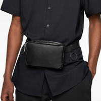 Sac banane en cuir PU noir pour hommes, sac banane à fermeture éclair pour ceinture