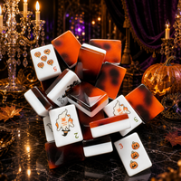Juego de Mahjong de 160 Fichas con Diseño de Gato Negro para Halloween, Noche de Juegos, Entretenimiento en Casa, Diversión, Se Aceptan Pedidos de Muestra