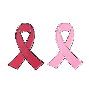Rosettes Satin Ribbon Kim Loại Mạ Vàng Pin Huy Hiệu Vú Ung Thư Y Tá Men Pins Xanh Đỏ Hồng Tùy Chỉnh Trâm Pin Huy Hiệu Y Tá - Product Image 4