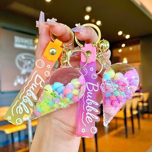 Chaveiro Feminino Criativo de Acrílico com Óleo Flutuante e Glitter, Desenho Animado Fofo de Sorvete, Estilo Kawaii, para Bolsa e Carro - Product Image 3