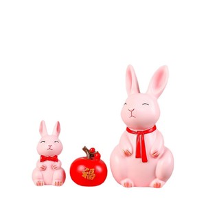 Ensemble de décorations lapins en résine style chinois pour le salon, cadeau du Nouvel An chinois - Product Image 5
