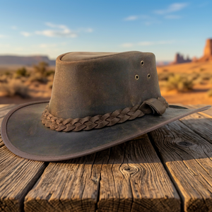 Chapeaux de cowboy classiques en cuir véritable personnalisés, prix d'usine, écologiques, durables, unisexes, décontractés, pour voyage et plage - Product Image 1