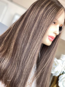 20 pouces vierge naturelle droite Super légère couche de haute qualité HD pour dentelle sans colle 180% densité perruque juive européenne humaine - Product Image 3