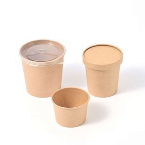 Conteneur alimentaire rond en papier kraft, impression de logo personnalisée, bol à salade jetable avec couvercle, 8 oz-32 oz, camping, petit-déjeuner, emballage à emporter - Product Image 4
