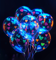 20 ballons en forme de cœur imprimés fluorescents, décorations de fête en latex réactif aux UV, adaptés aux anniversaires, mariages, Saint-Valentin