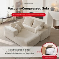 Ensemble de canapés modulaires en velours en forme de L, design minimaliste moderne, compressés sous vide, garnissage en éponge haute densité, conception mobile pour
