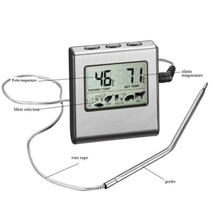 Accessoires <span class=keywords><strong>de</strong></span> cuisine, thermomètre <span class=keywords><strong>de</strong></span> <span class=keywords><strong>cuisson</strong></span> numérique en métal avec minuterie et alarme, thermomètre pour four et aliments - Product Image 3