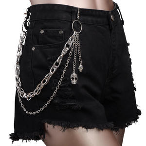 Cadena de cintura metálica con calavera estilo punk para mujer, de aleación de zinc, doble capa, estilo urbano, cadena decorativa para el cuerpo, uso casual - Product Image 1