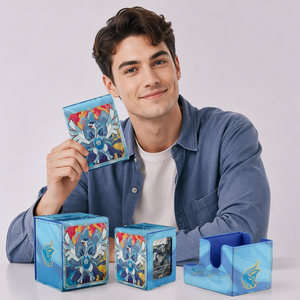 Boîte à cartes de tarot en cuir PU et flanelle, portable, écologique, personnalisable, avec coins carrés, pour plus de 100 cartes - Product Image 4