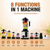 Robot culinaire multifonction 8-en-1 Bardefu 4L, mixeur, moulin, extracteur de jus, blender robuste Silver Crest