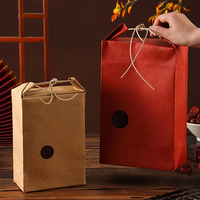 Bolsa de Papel Kraft Ecológica Certificada Personalizada con Ventana Circular y Asa de Cuerda para Envasado de Granos Premium