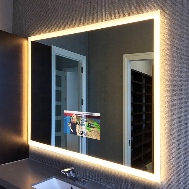 Bathroom Mirror TV LED Bath Mirrors Illuminated Rectangle Mirror TV