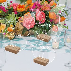 Butterfly Shaped Centerpiece Decorations Clear Sign <b>Cards</b> Holders Acrylic Wedding <b>Table</b> Number - Product Image 5