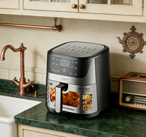 Friteuse à <span class=keywords><strong>air</strong></span> RAF transfrontalière, norme UE, 8L, sans huile, avec écran tactile intelligent visible, grande capacité - Product Image 1