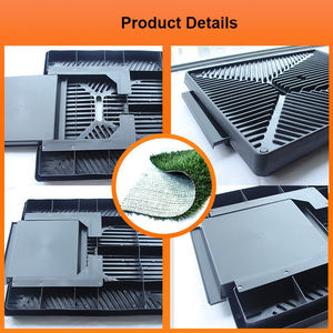 大型 トレイボックス 犬用トイレ 人工芝 パッド 再利用可能 子犬用 トレーニングパッド 尿はね防止ガード付き 芝生マット - Product Image 5