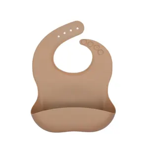 Bpa Free Baby Silicone Bibs Adjustable Size Waterproof Food Grade Silicone Bib Baby Feeding Bib