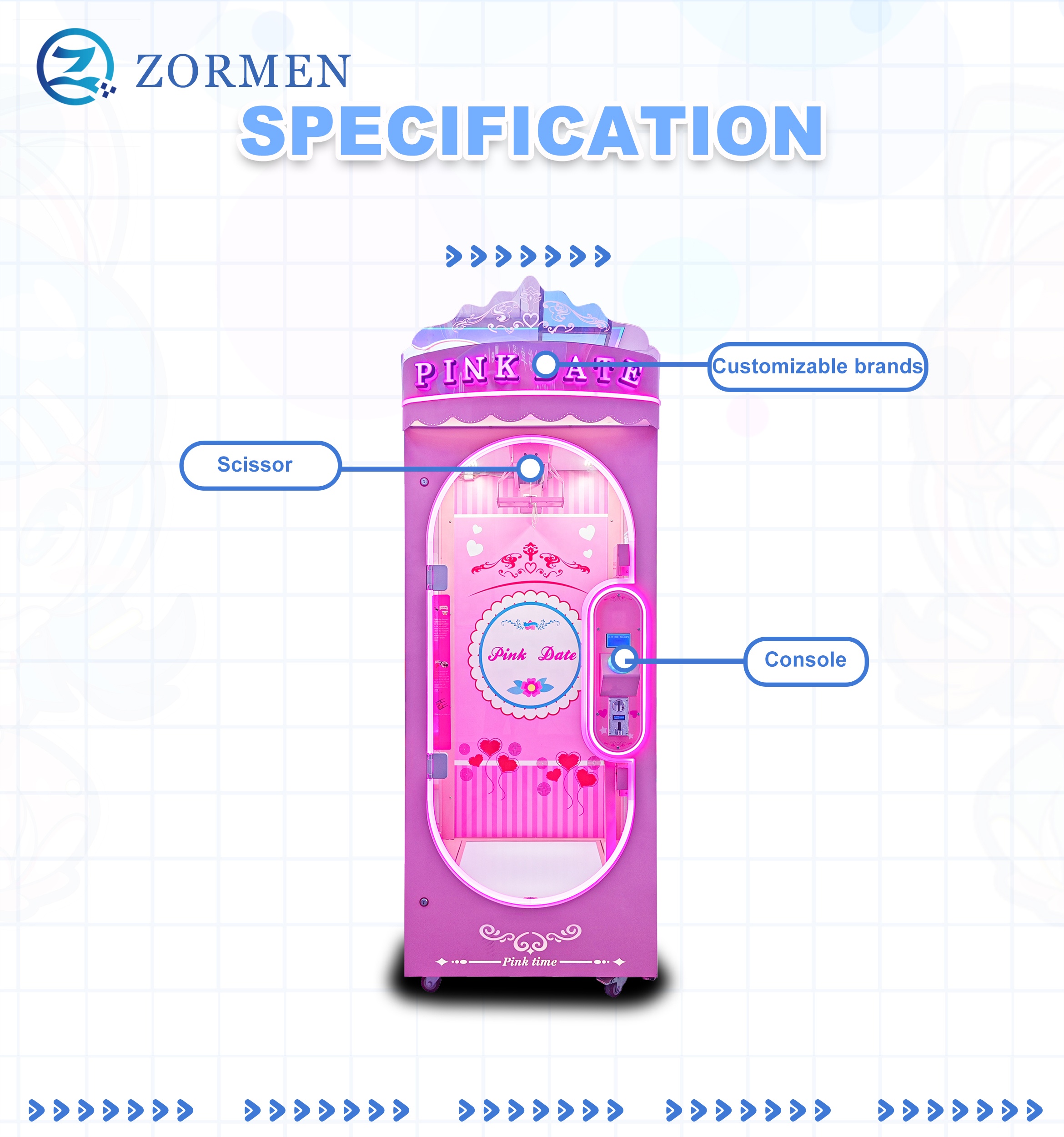 Zormen Playfun Indoor Doll Cutting Prize Big Toys Gift Scissors Cut Arcade Coin Operated Game Machine for Game Center