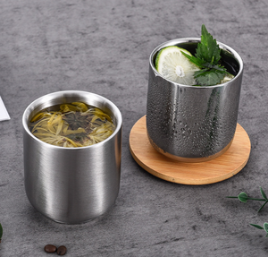 Vaso de Acero Inoxidable 304 Cepillado de 220ml/300ml, Color Plata, Oro y Oro Rosa, para Café, Cerveza Helada, Jugo, Uso en Casa, Bar o Cafetería - Product Image 3