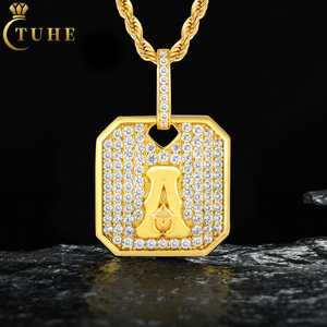 Brillante Hip Hop joyería chapado en oro plata esterlina 925 VVS Moissanite diamante helado letra suspiro perro etiqueta colgante - Product Image 1