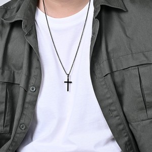 Minimalist Stainless Steel Cross <b>Necklace</b> Unisex Fashion Pendant Everyday Wearing Colorfast Jewelry - Product Image 3