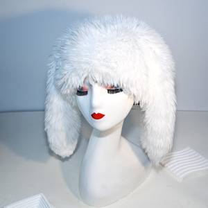 Gorro de invierno con orejas de conejo divertidas y lindas, cálido, de peluche suave, color caramelo, con letras, para negocios, playa y diversas ocasiones. - Product Image 6