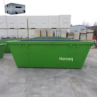 Bac à déchets mobile extérieur de 6 m3, robuste, design moderne, en acier vert, bac à déchets de chantier avec prix compétitif
