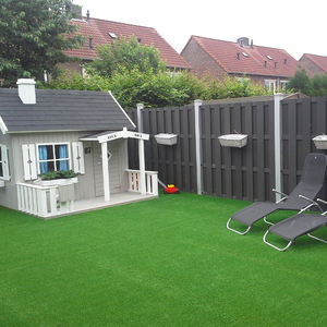 WPC fai da te pannello porta a traliccio con palo in alluminio intero Set resistente alle intemperie Privacy per giardino esterno casa - Product Image 3