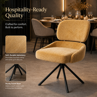 Chaise de salle à manger pivotante moderne, fauteuil rembourré en tissu bouclé, base pivotante en métal, restaurant, hôtel, café, bistrot, salon de thé
