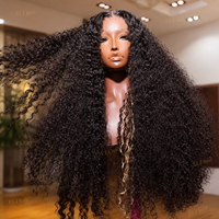 Perruque de luxe en cheveux humains bouclés crépus, perruque frontale en dentelle HD 13x6 pré-épilée, densité élevée 210%, cheveux vierges brésiliens