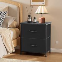 Commode à deux tiroirs, armoire à tiroirs, cadre en fer noir, armoire de rangement, armoire de chambre simple avec poignée de tiroir