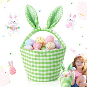 Venta directa de fábrica Impresión de lindo conejo a cuadros Cubo de Pascua grande Candy Gingham Raster Cestas - Product Image 5